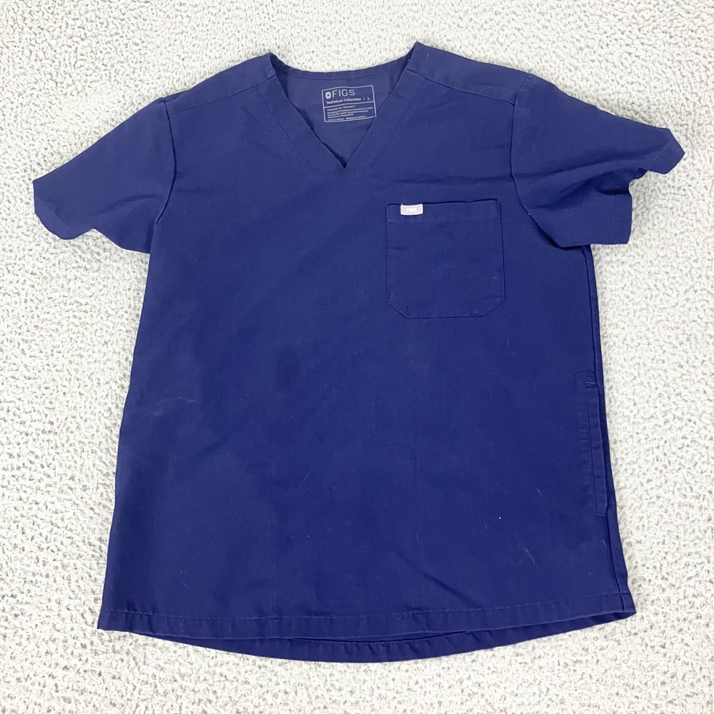 Figs Technical Collection Scrub Top WomensLarge Blue Medical Chisec‎